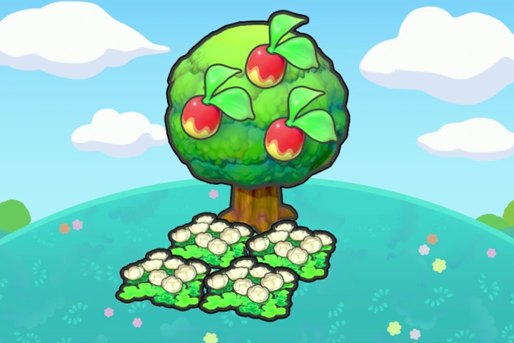 Tree-shaded fluffy flower bed